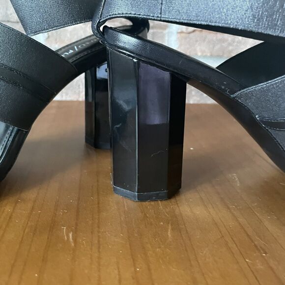 Donald J Pliner Edie Open Toe Size 8 Pumps Sandals Heels Black Italian Leather - Picture 8 of 14